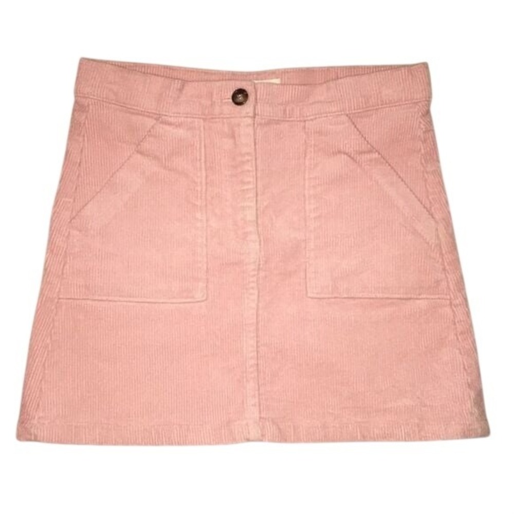 H&M Corduroy Mini Skirt pink Girls size 8/9 front pockets adjustable waist